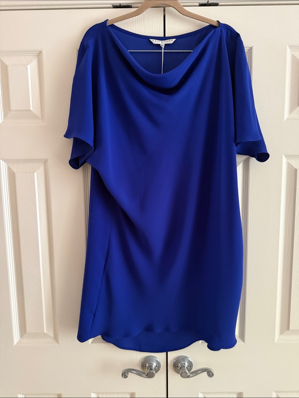 Cobalt Cowl Neck dress by Trina Turk